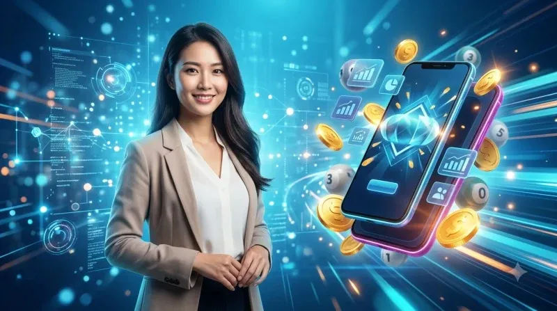 Điện thoại với cảnh báo rủi ro và tiền rơi vào bẫy lừa đảo khi chơi xổ số trực tuyến