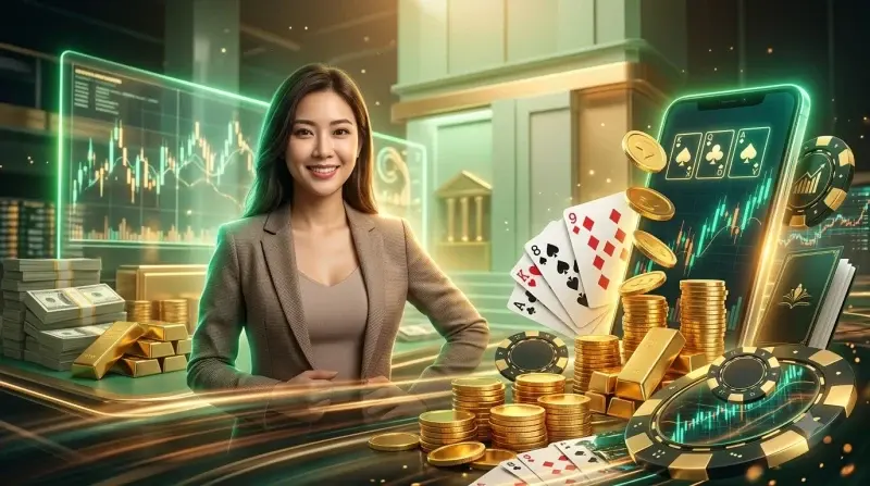 Quân cờ vua và bài trên bàn baccarat biểu tượng cho chiến thuật